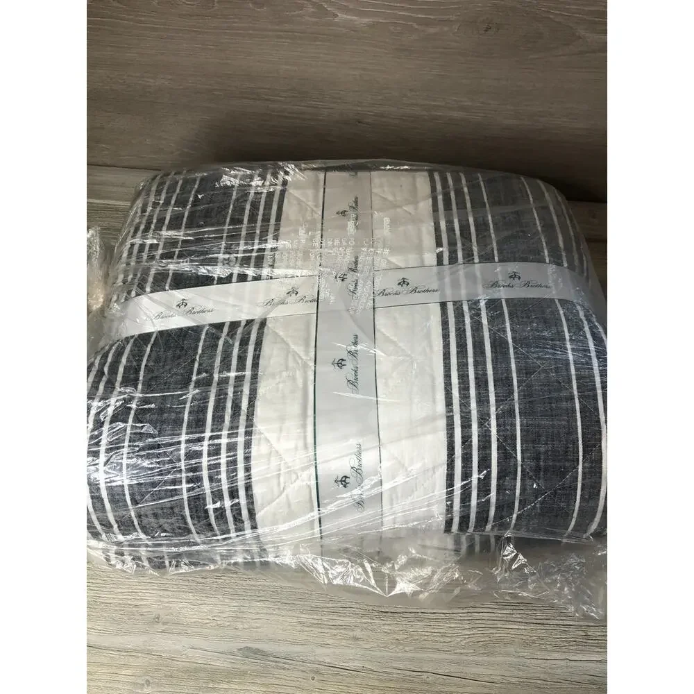 BROOKS BROTHERS Nantucket Stripe Quilt Set Grey Blue KING NWT!